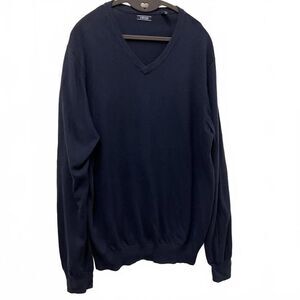 Izod Men's Size XL Navy Blue V Neck Pullover Sweater Wool Acrylic Blend